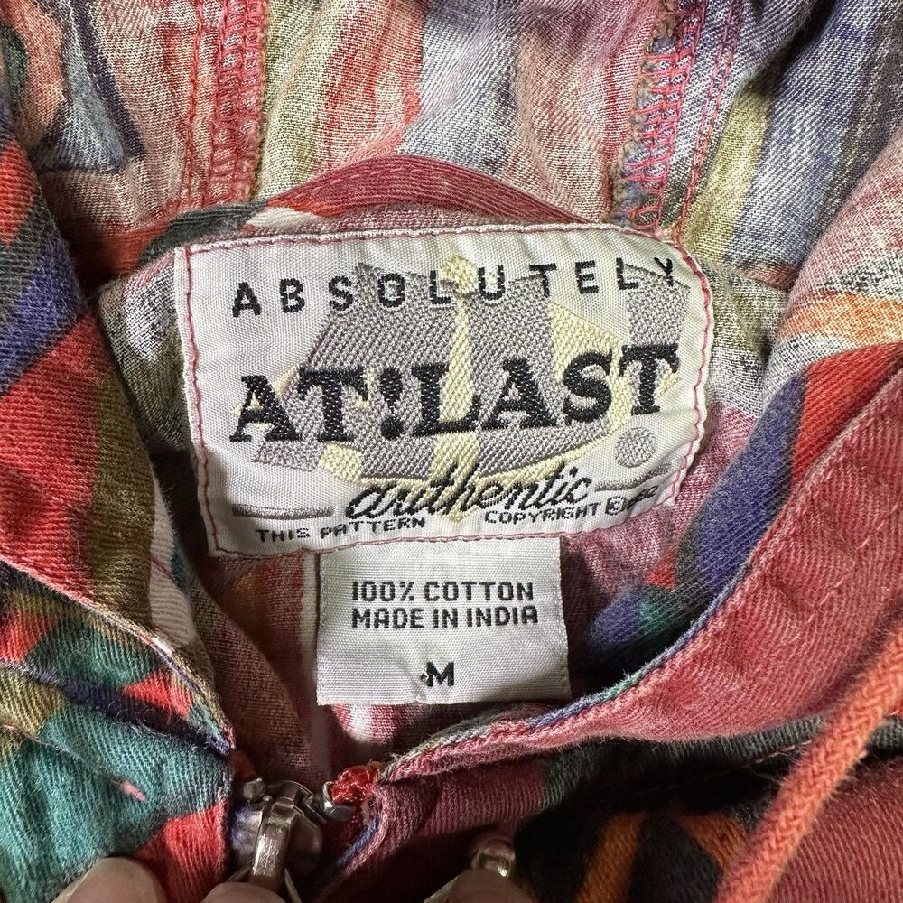 Vintage AT!LAST Hooded Jacket - Tribal Aztec Print - 100% Cotton - Size M - Rare - Picture 5 of 5